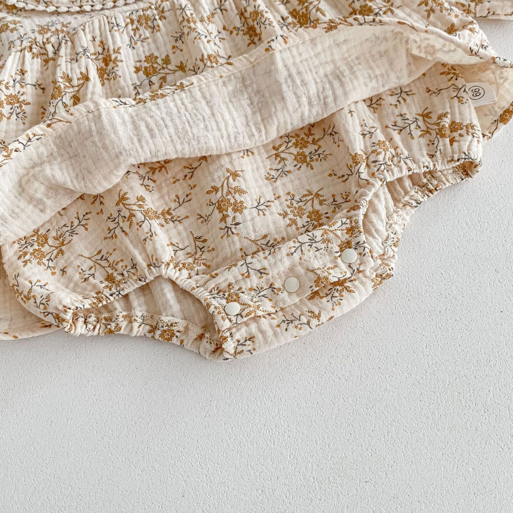 Floral Peter Pan Collar Romper Dress - Beekee