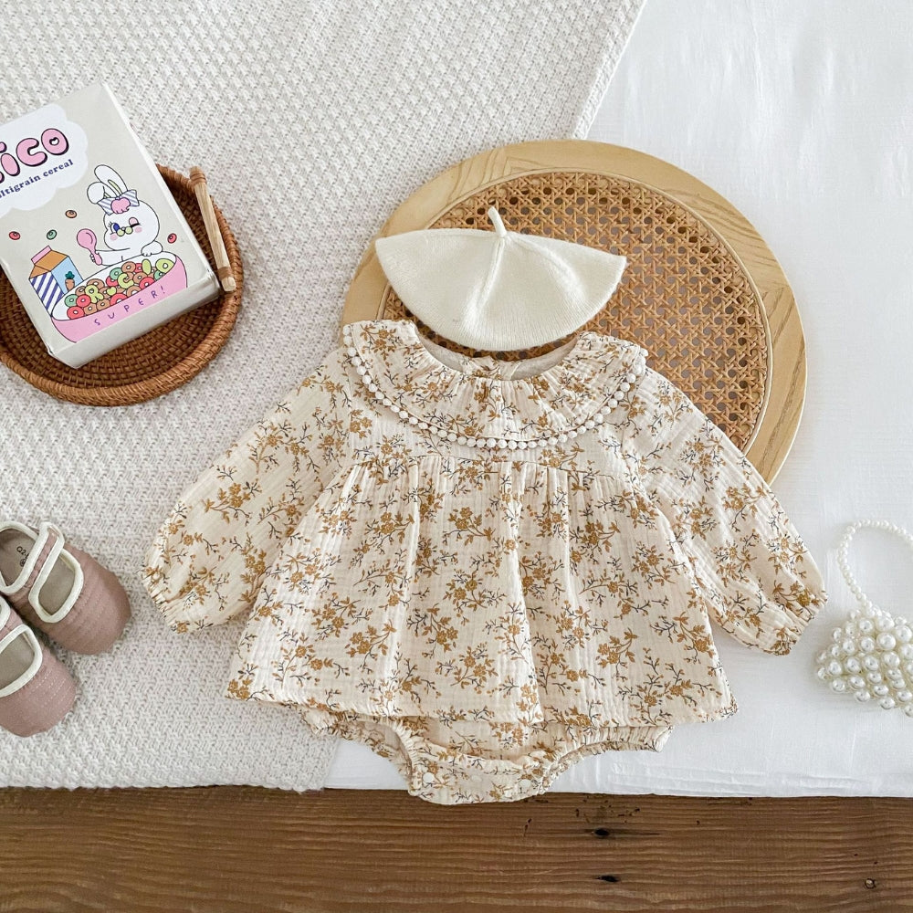 Floral Peter Pan Collar Romper Dress - Beekee