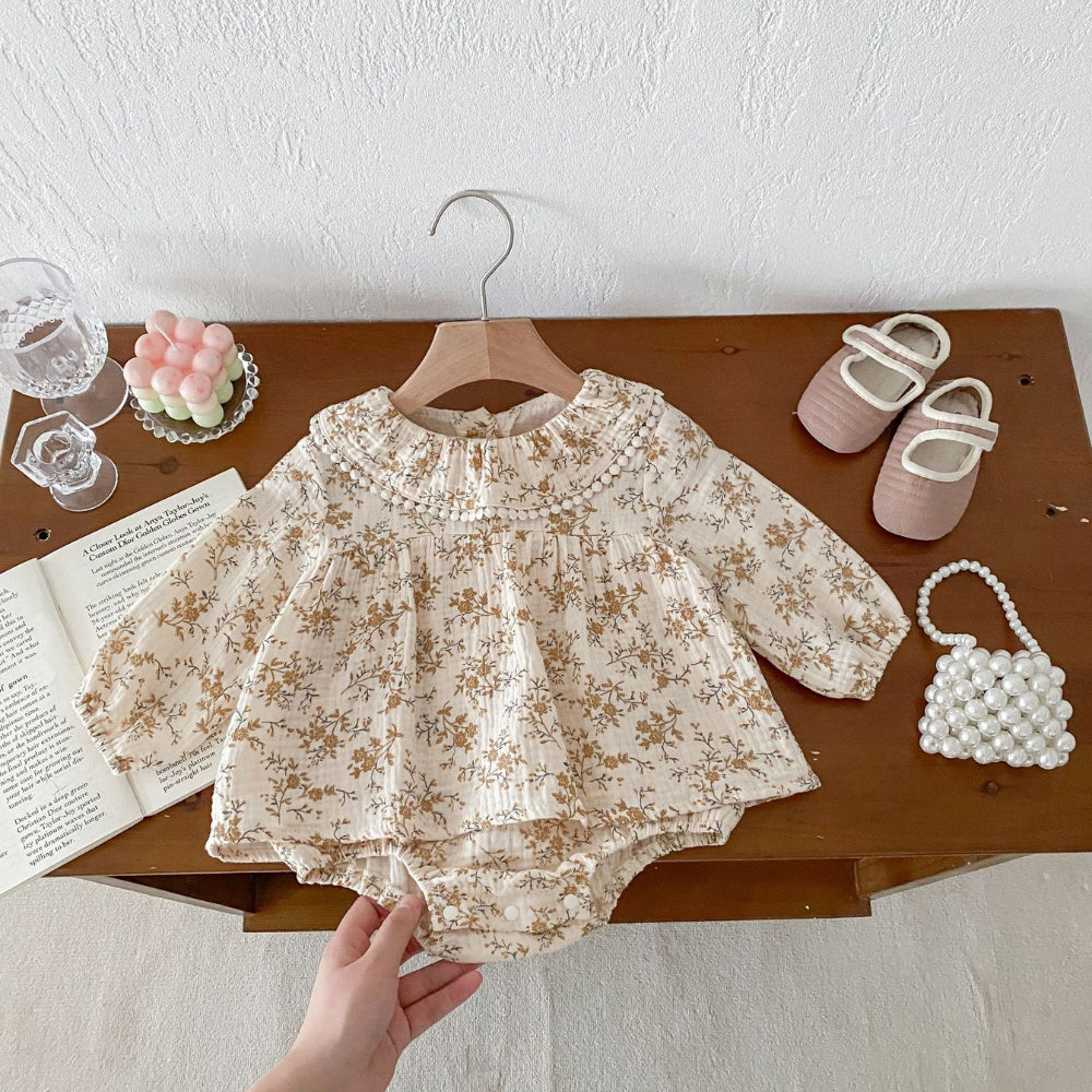 Floral Peter Pan Collar Romper Dress - Beekee