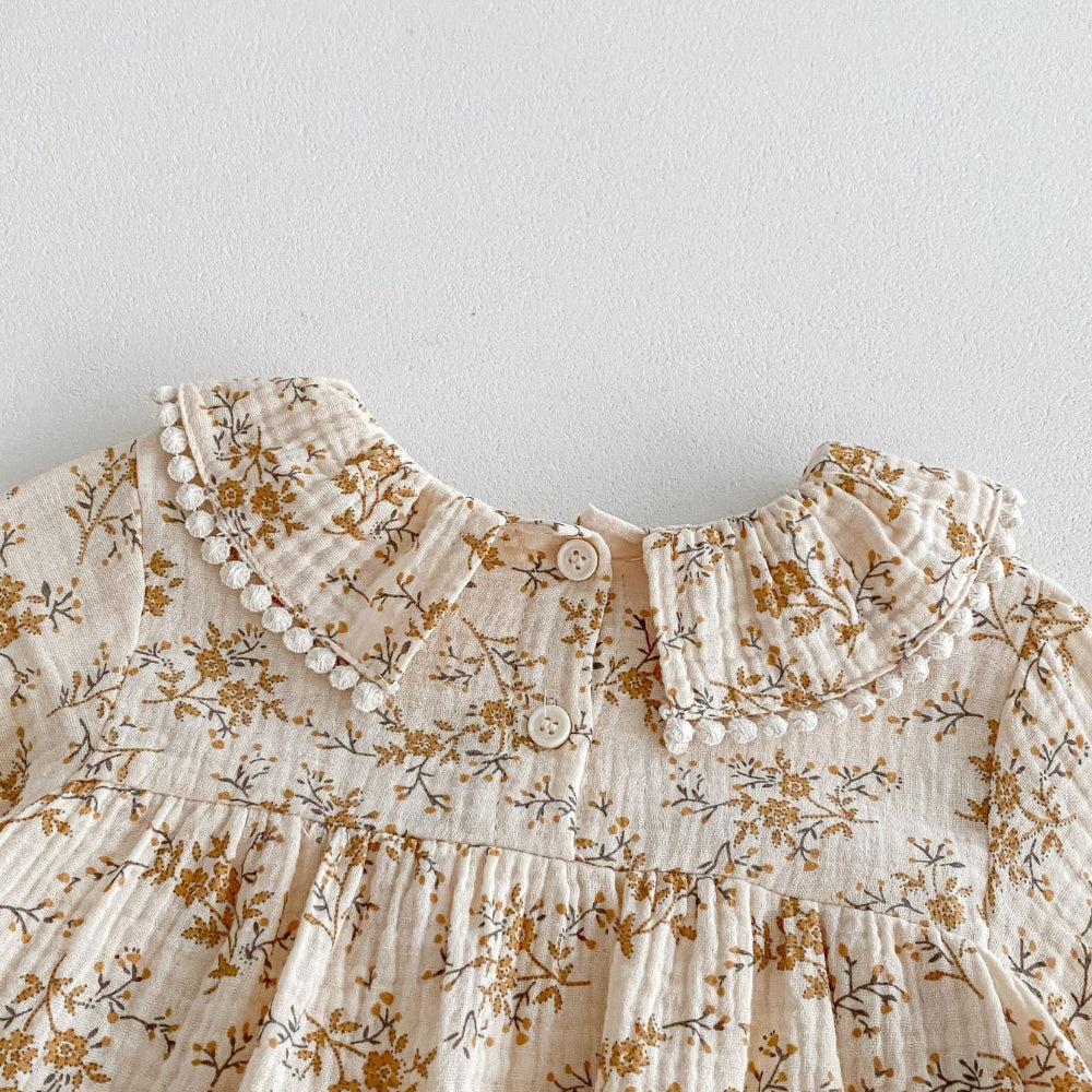 Floral Peter Pan Collar Romper Dress - Beekee