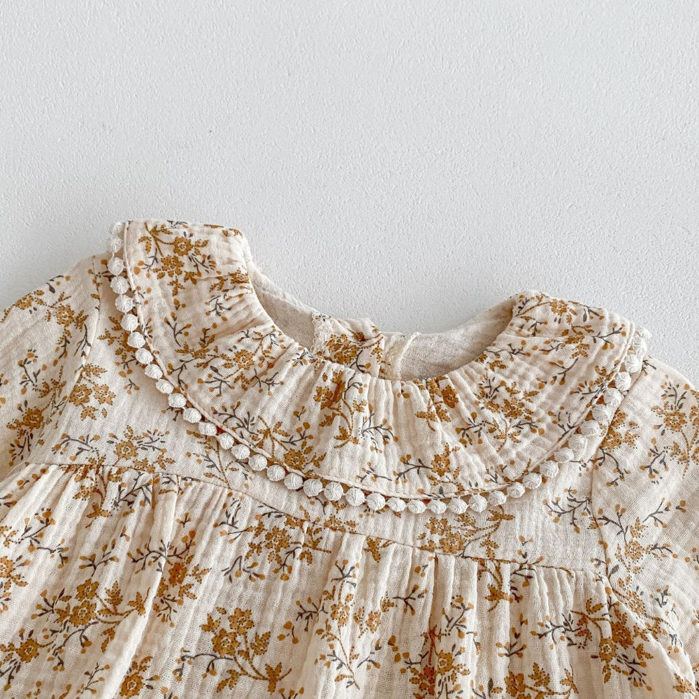 Floral Peter Pan Collar Romper Dress - Beekee