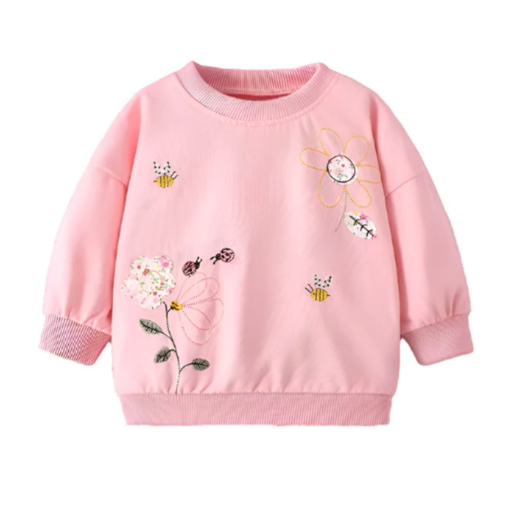 Flower Print Spring Pullover Girls Sweatshirt - Beekee