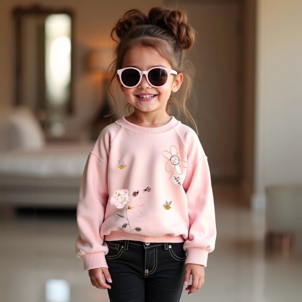 Flower Print Spring Pullover Girls Sweatshirt - Beekee