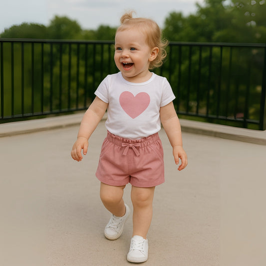 Girls Ruffle Waist Drawstring Cotton Shorts - Beekee
