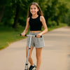 Girls Ruffle Waist Drawstring Cotton Shorts - Beekee