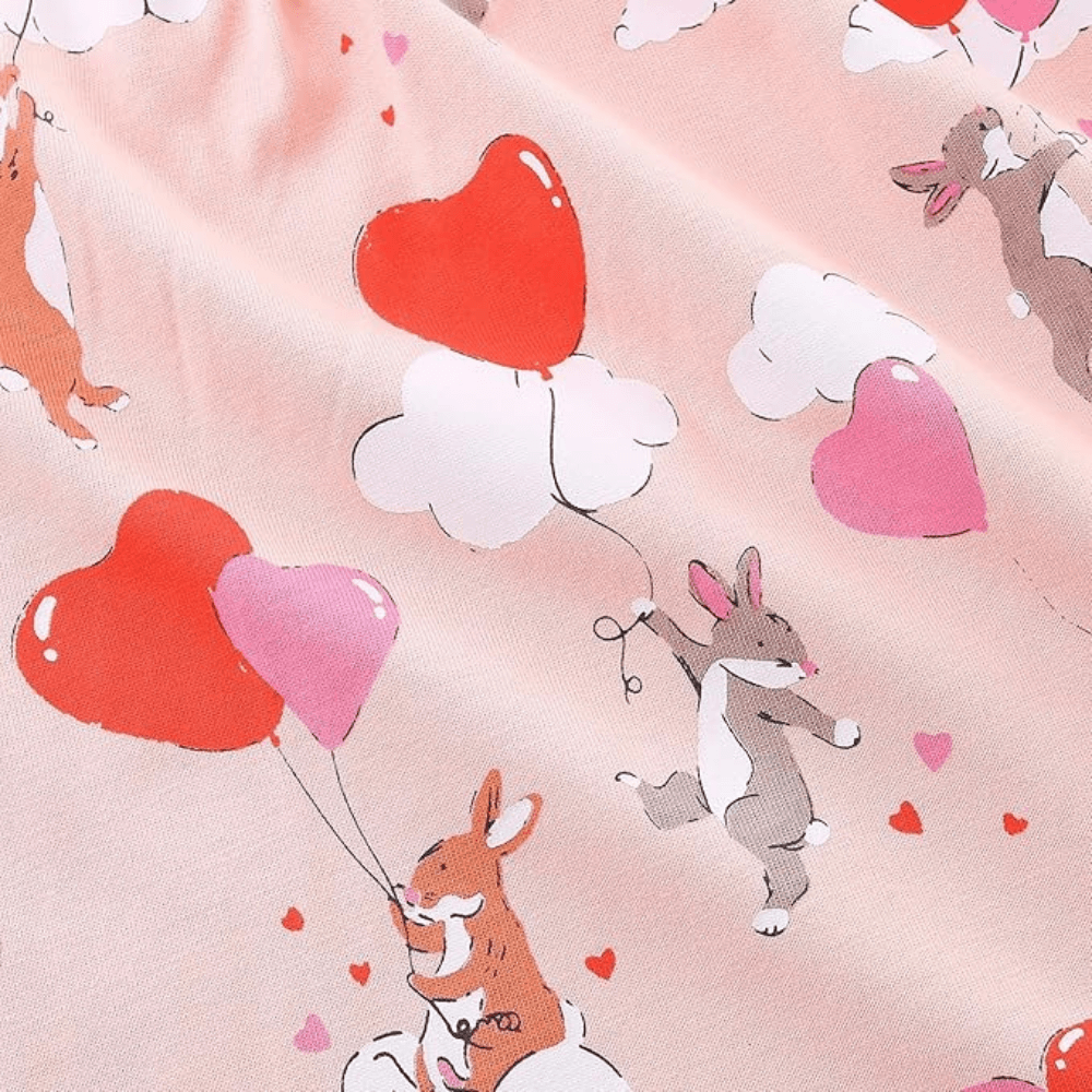 Cozy Pink Heart & Animal Balloon Girls Long Sleeve Dress - Beekee