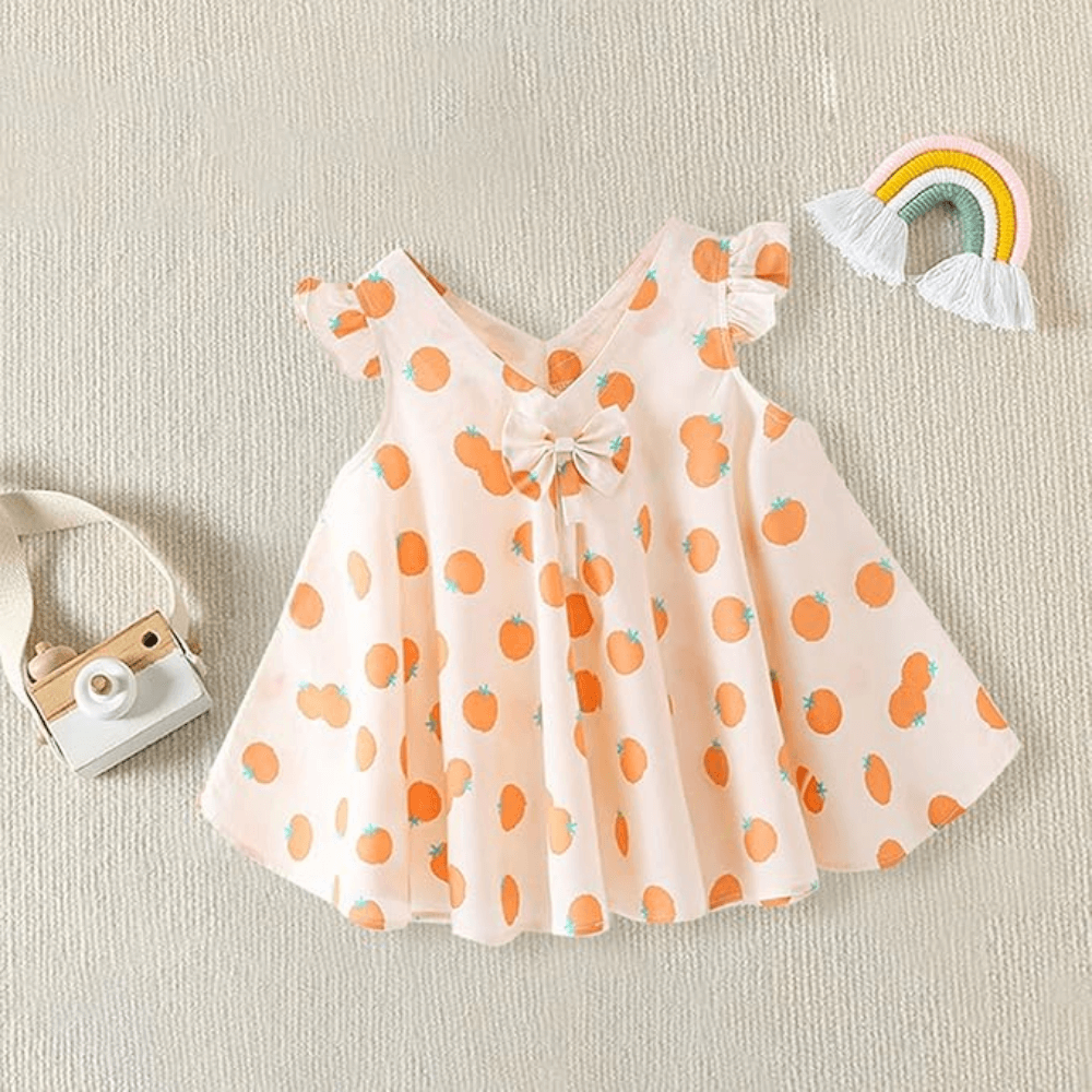 Girls Flutter Sleeve Bow Front Dress - Beekee