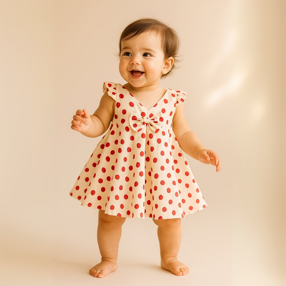 Girls Flutter Sleeve Bow Front Dress - Beekee