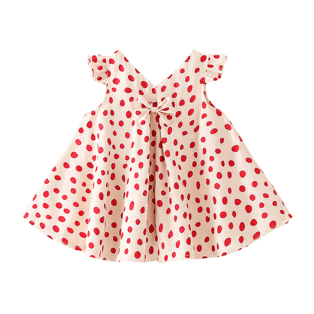 Girls Flutter Sleeve Bow Front Dress - Beekee