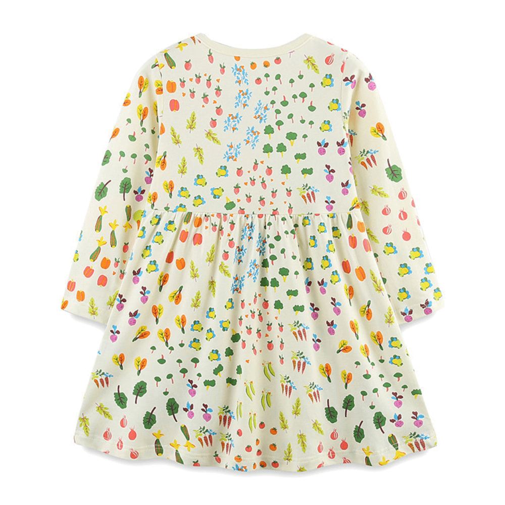 Girls Garden Treasure Long Sleeve Dress With Bunny Love - Beekee