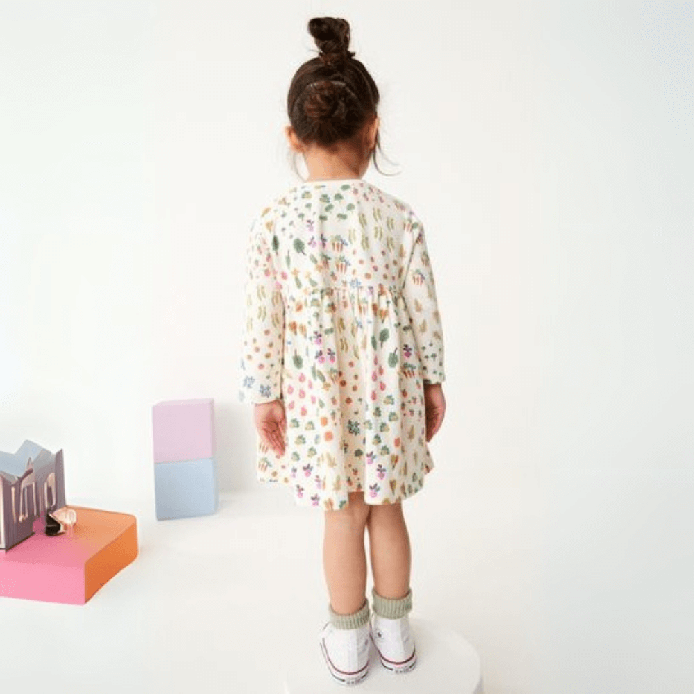 Girls Garden Treasure Long Sleeve Dress With Bunny Love - Beekee