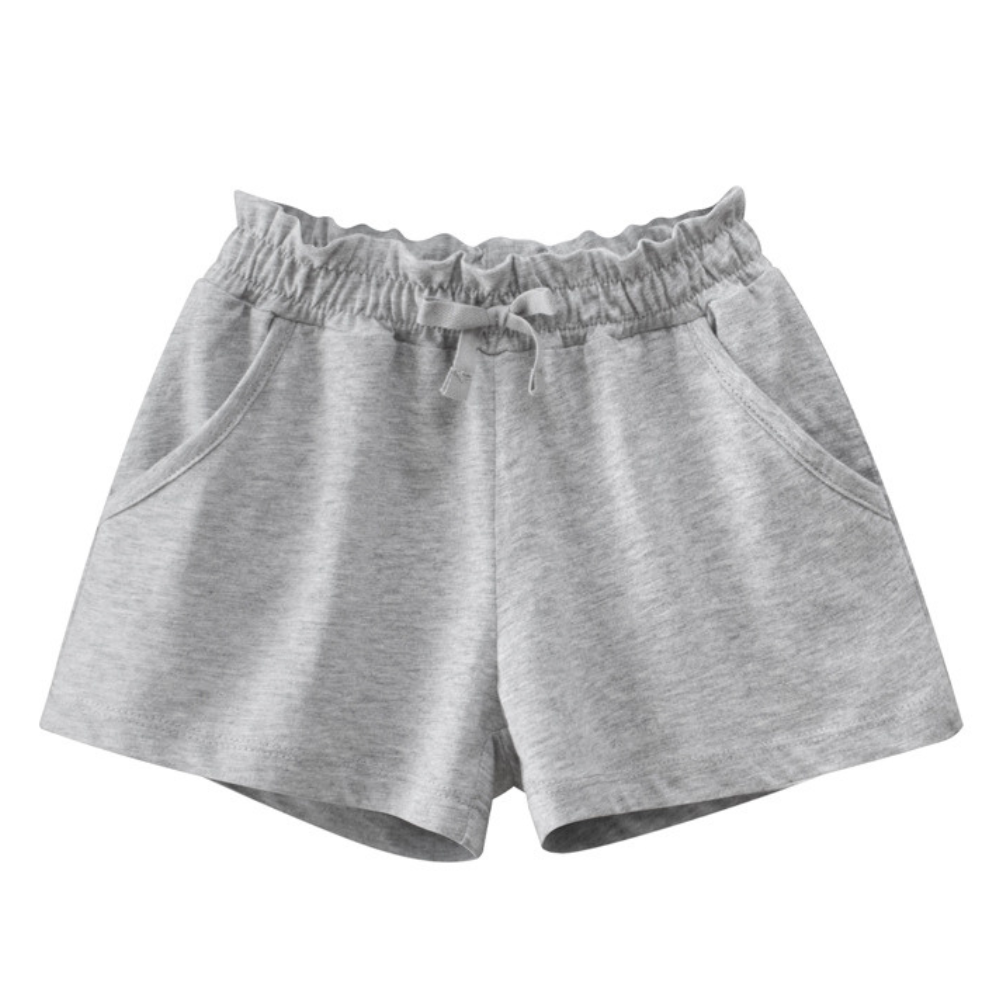 Girls' Ruffle Waist Drawstring Cotton Shorts-Beekee