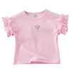 Girls Ruffle Sleeve Heart Patch T-Shirt - Beekee
