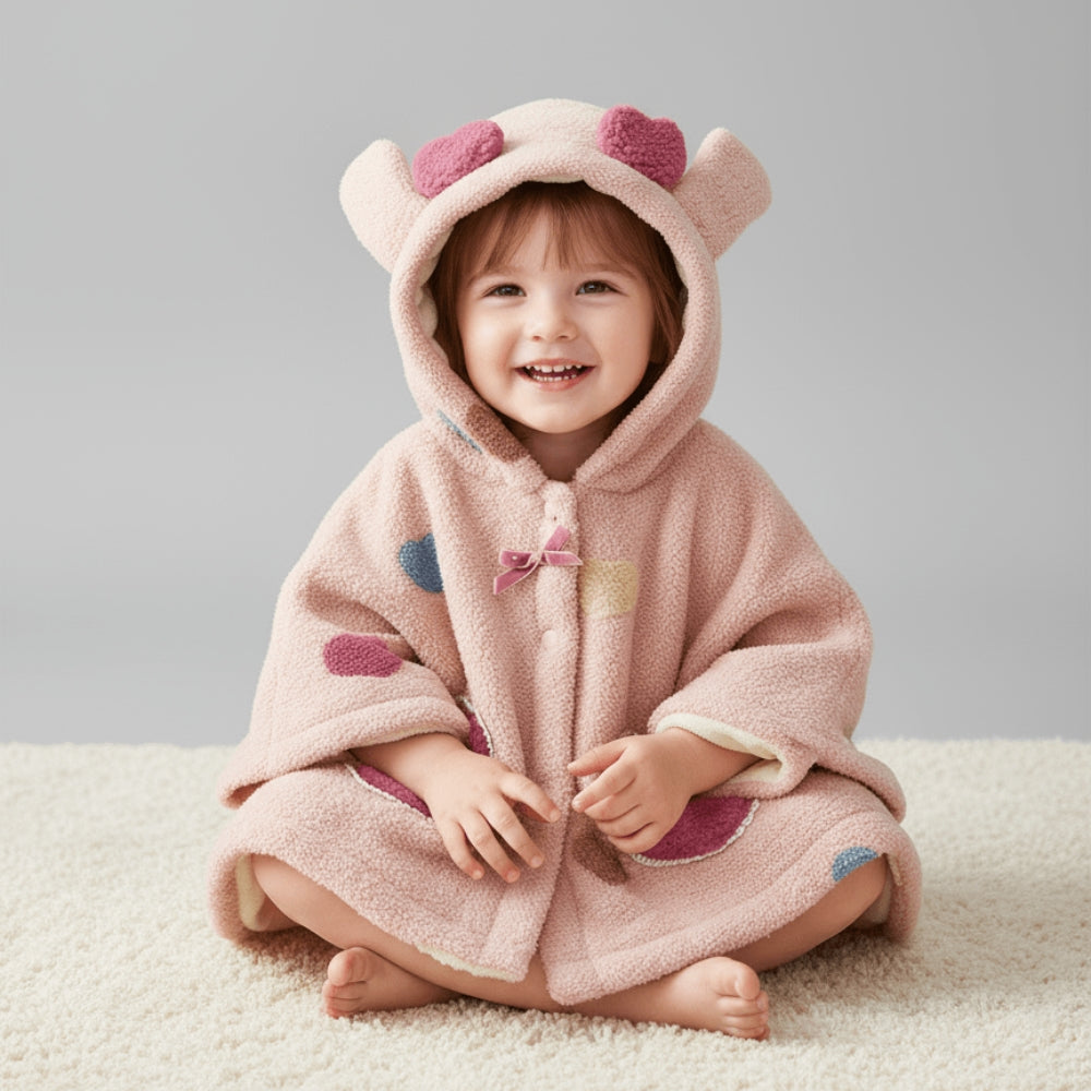 Heart-Shaped Pocket Bear Hooded Poncho - Beekee