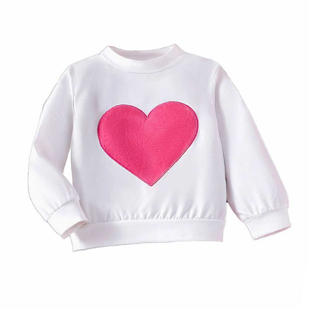 Heart Sweatshirt and Flare Pants Girls Outfit - Beekee