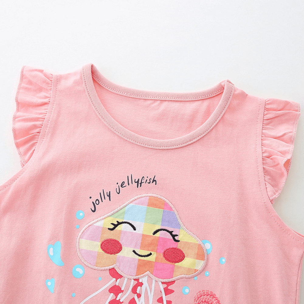 Jolly Jellyfish Ruffle Top & Rainbow Shorts Set - Beekee