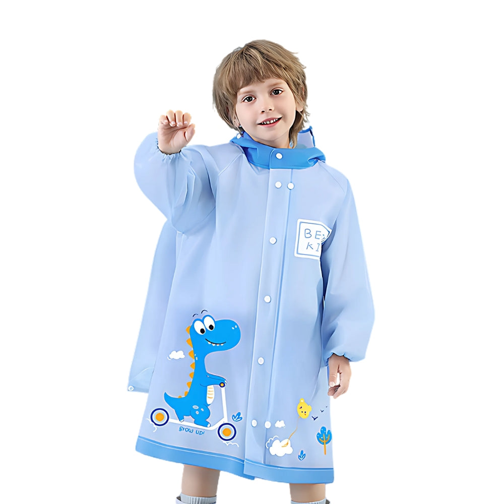 Kids Cartoon Print Hooded Raincoat - Beekee