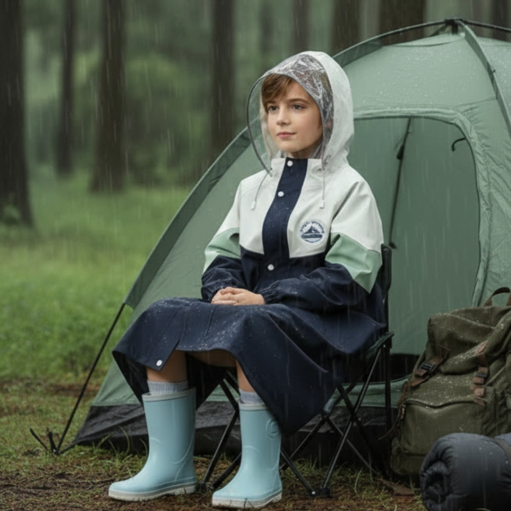Kids Colorblock Hooded Raincoat - Beekee