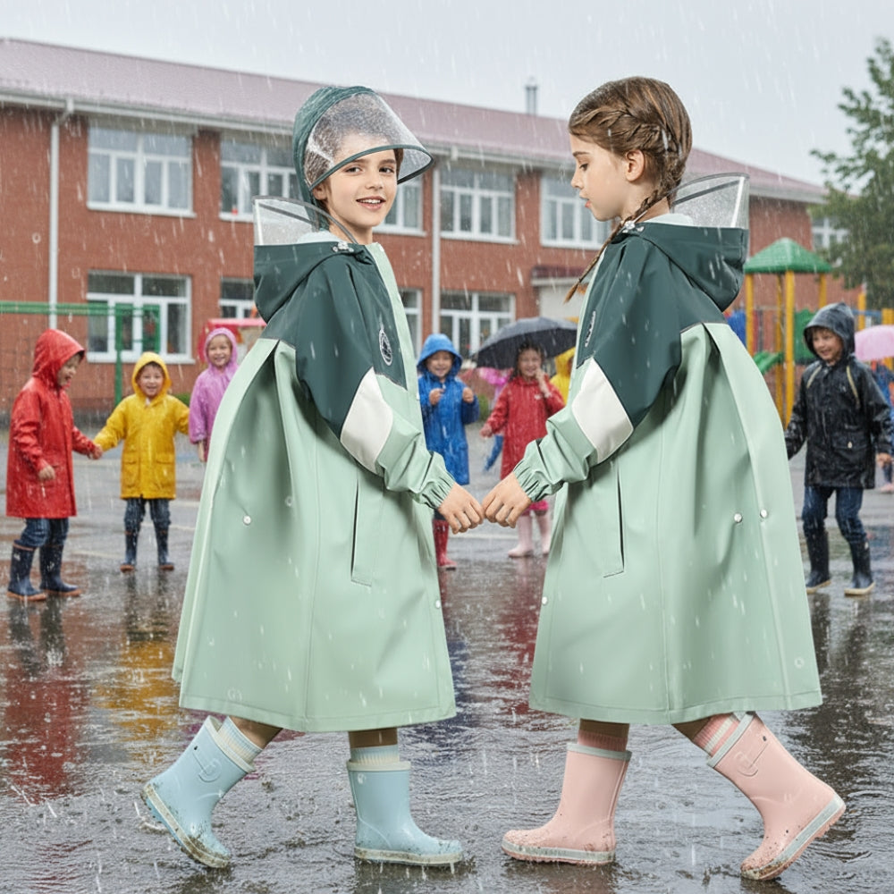 Kids Colorblock Hooded Raincoat - Beekee