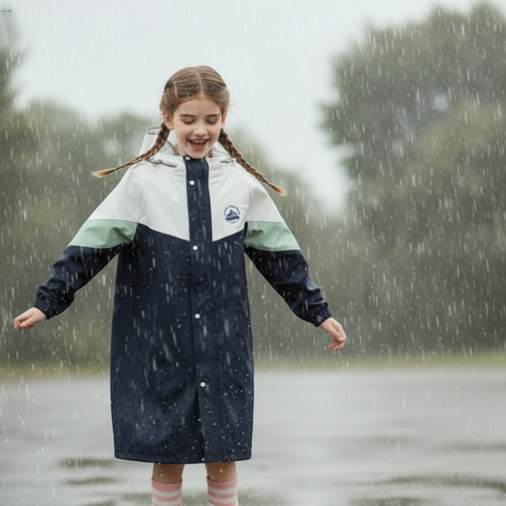 Kids Colorblock Hooded Raincoat - Beekee