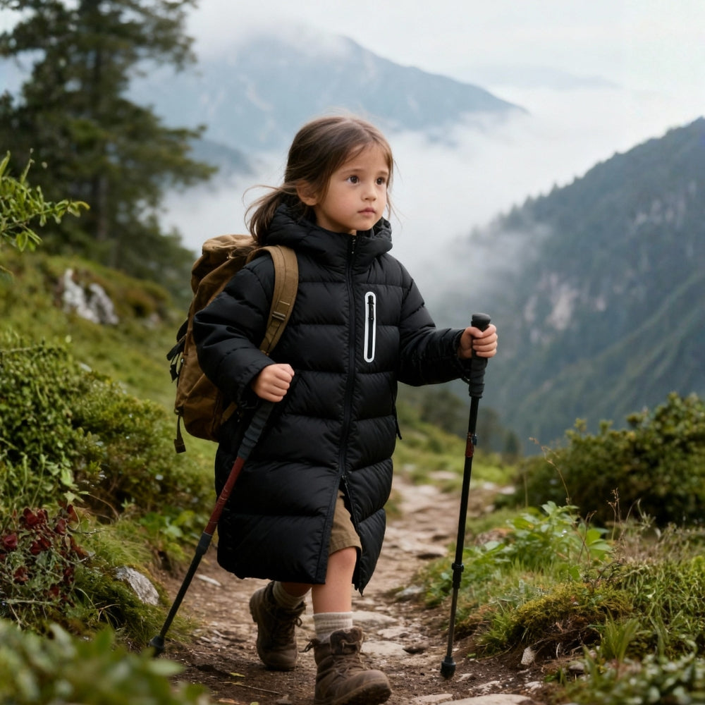 Kids Cozy Long Hooded Puffer Coat