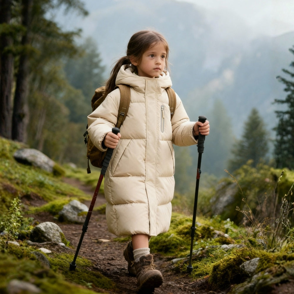 Kids Cozy Long Hooded Puffer Coat - Beekee