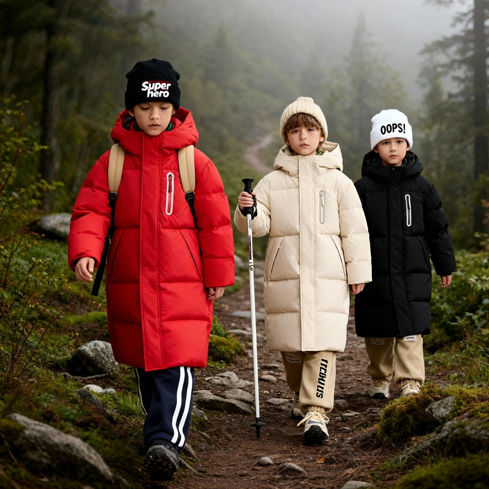 Kids Cozy Long Hooded Puffer Coat - Beekee