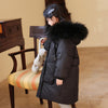 Kids Long Puffer Coat with Faux Fur Hood - Beekee