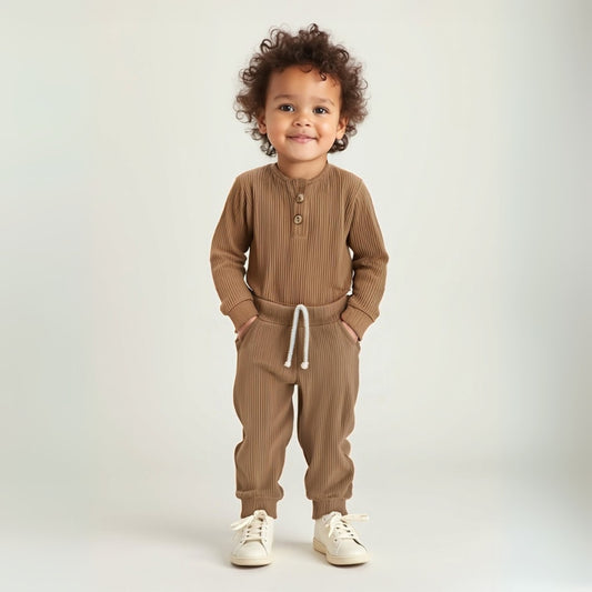 Knitted V-Neck Romper and Pants Set - Beekee