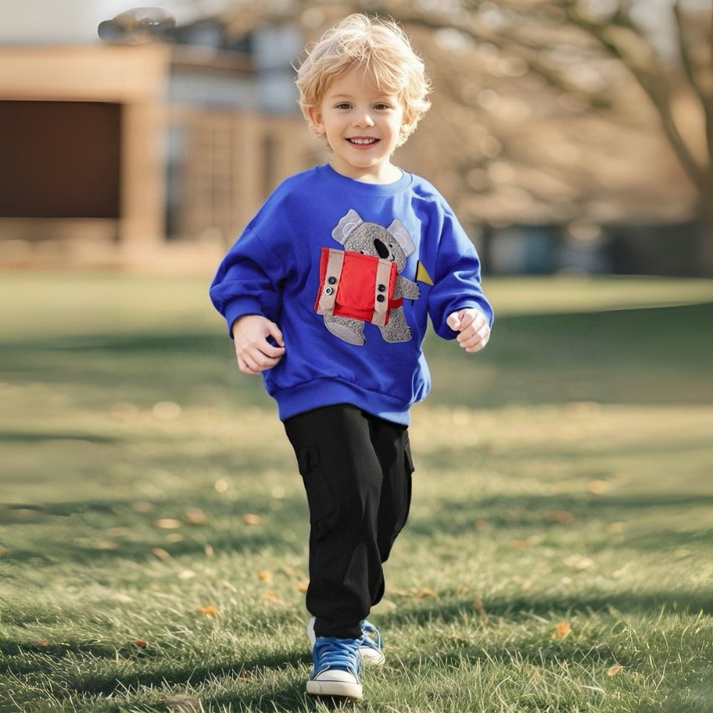Koala Print Sweatshirt and Cargo Jogger Set - Beekee