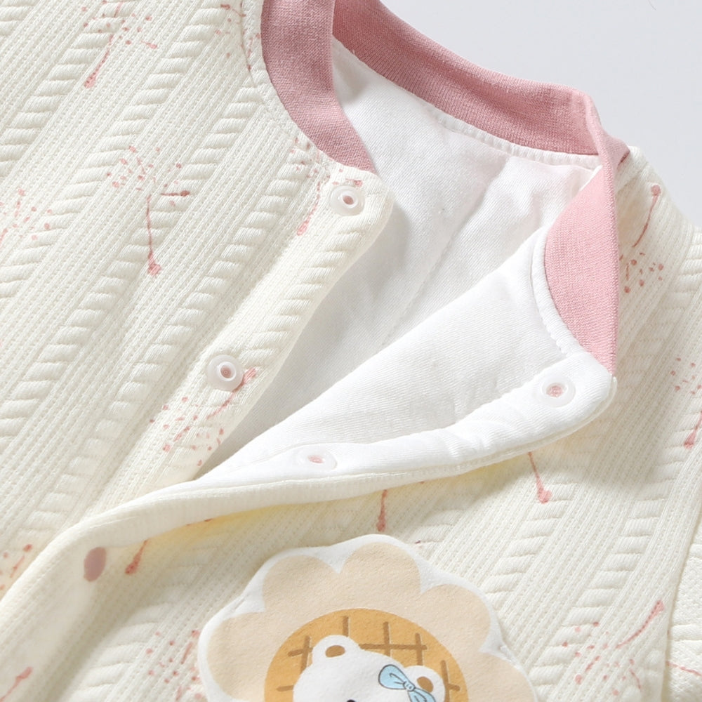 Lovely Floral Bear Patch Cotton Jacket - Beekee