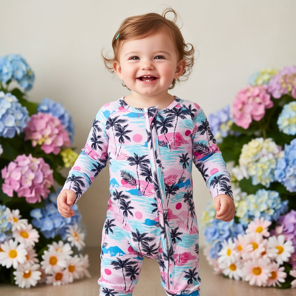 Lovely Tropical Sunset Print Baby Romper - Beekee