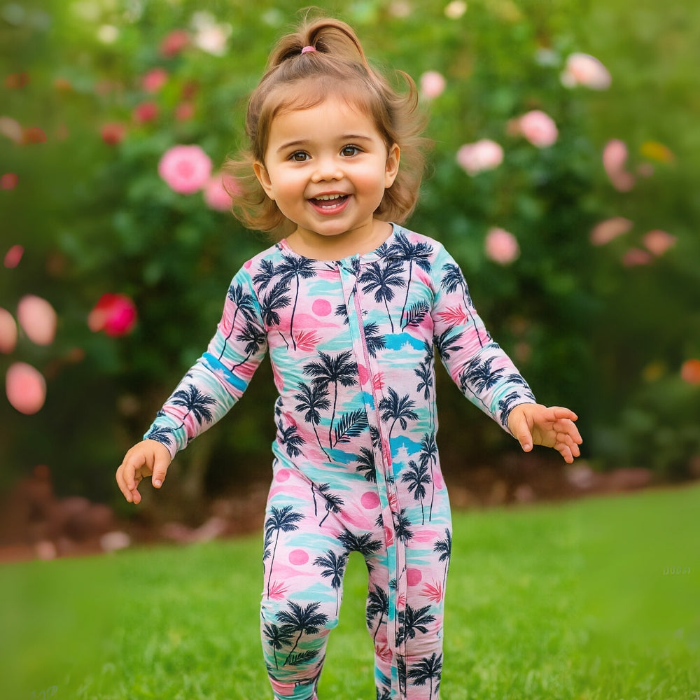Lovely Tropical Sunset Print Baby Romper - Beekee