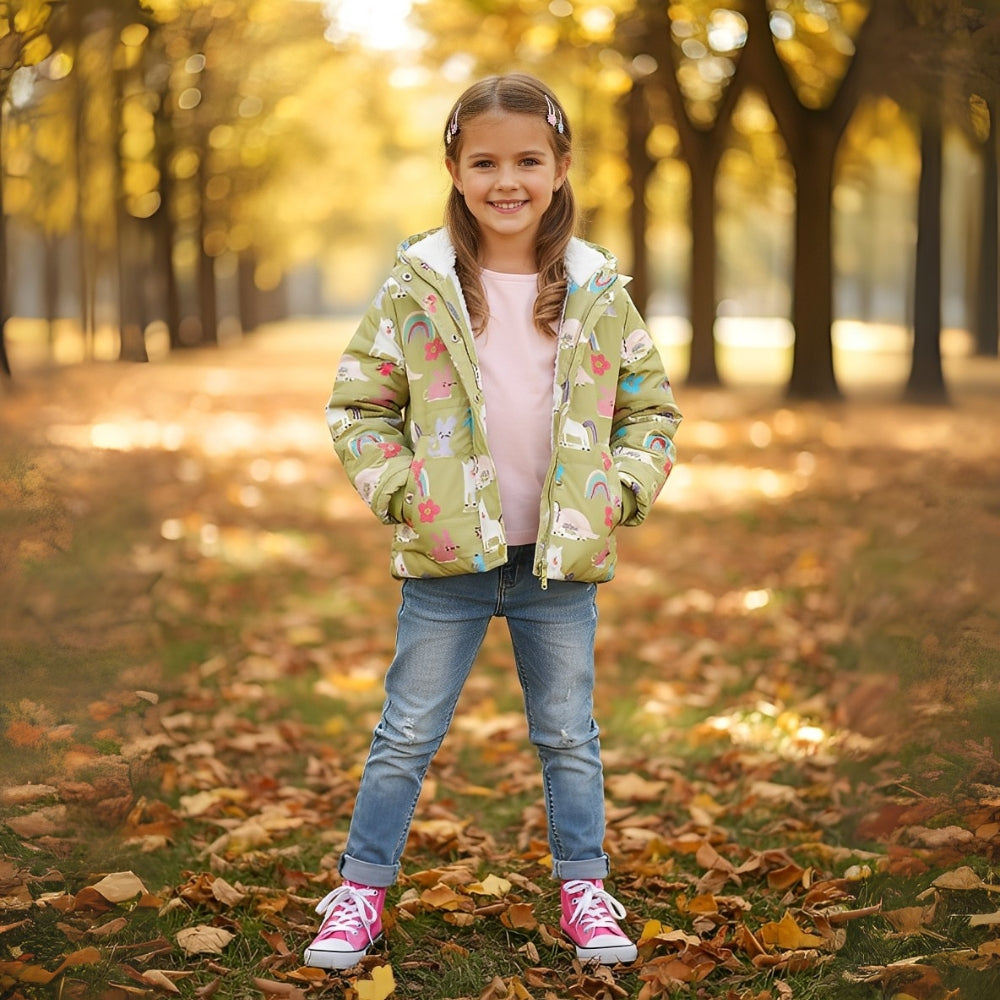 Magical Unicorn and Rainbow Puffer Jacket - Beekee