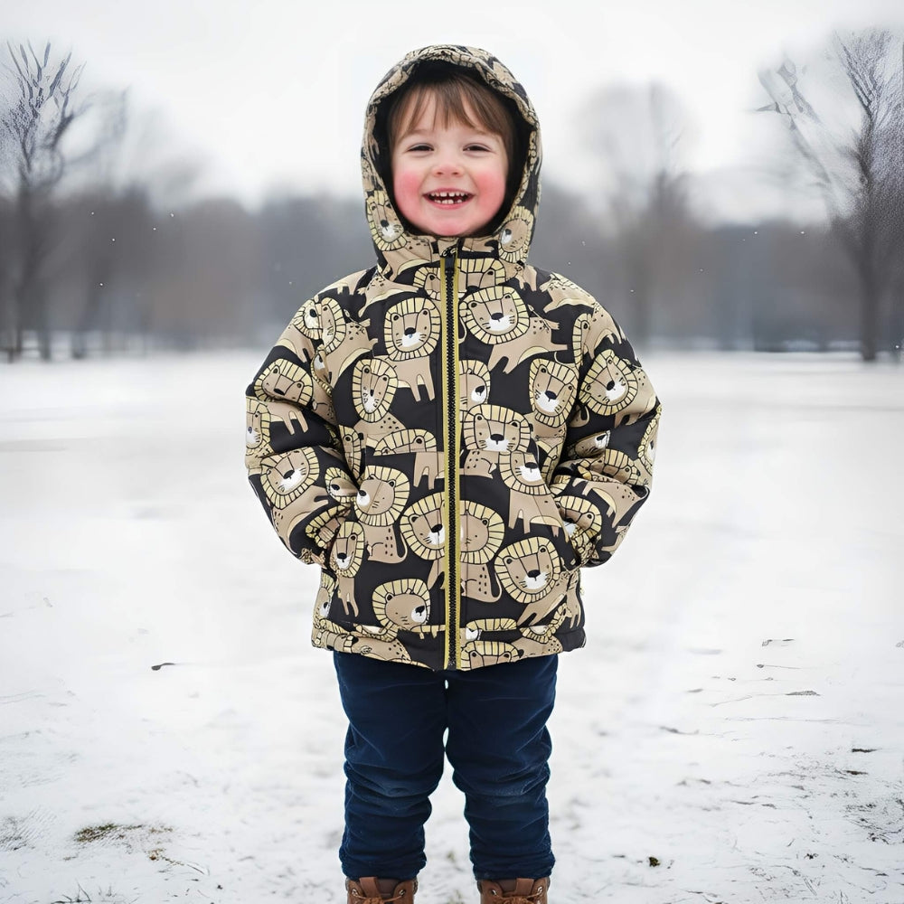 Playful Safari Lion Kids Winter Jacket - Beekee