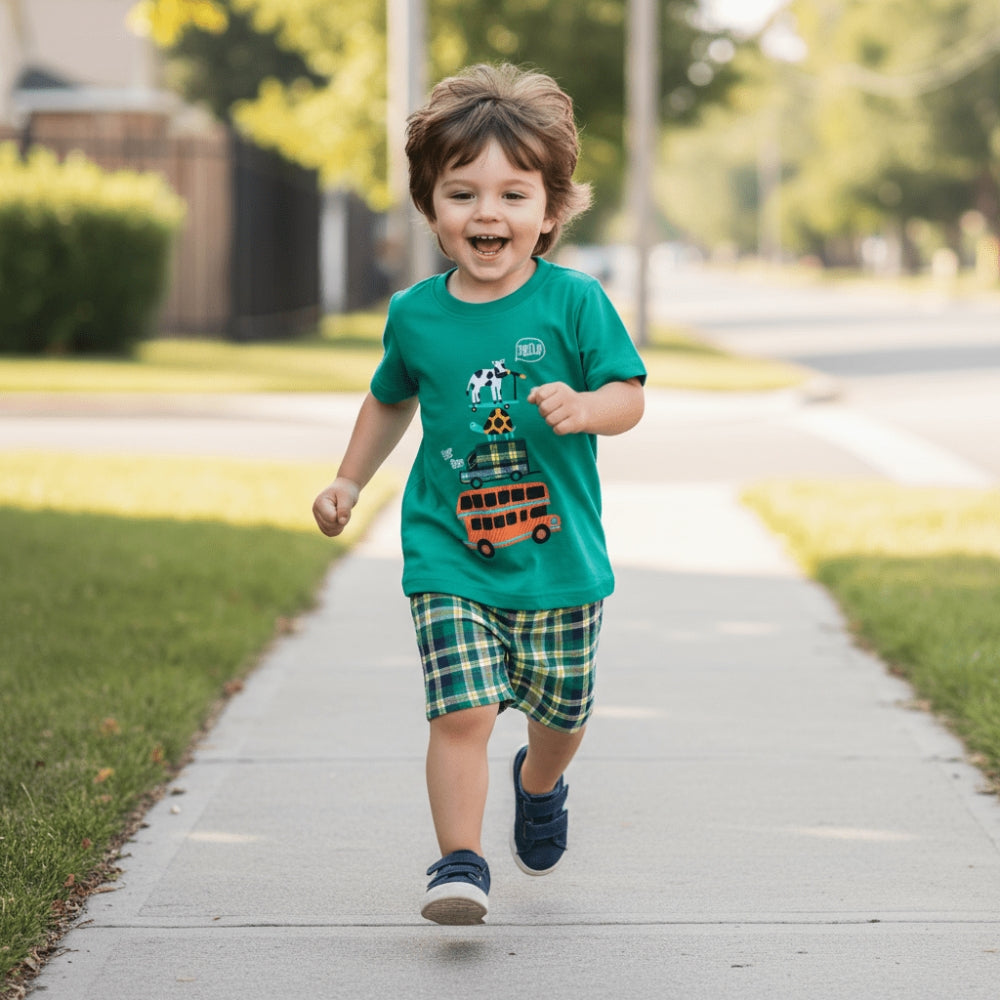 Playful Stacked Animals Top & Shorts Set - Beekee