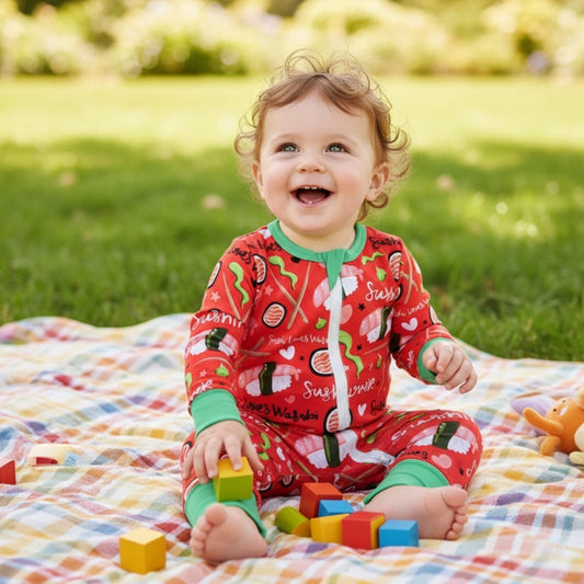 Playful Sushi Print Baby Sleep Romper - Beekee