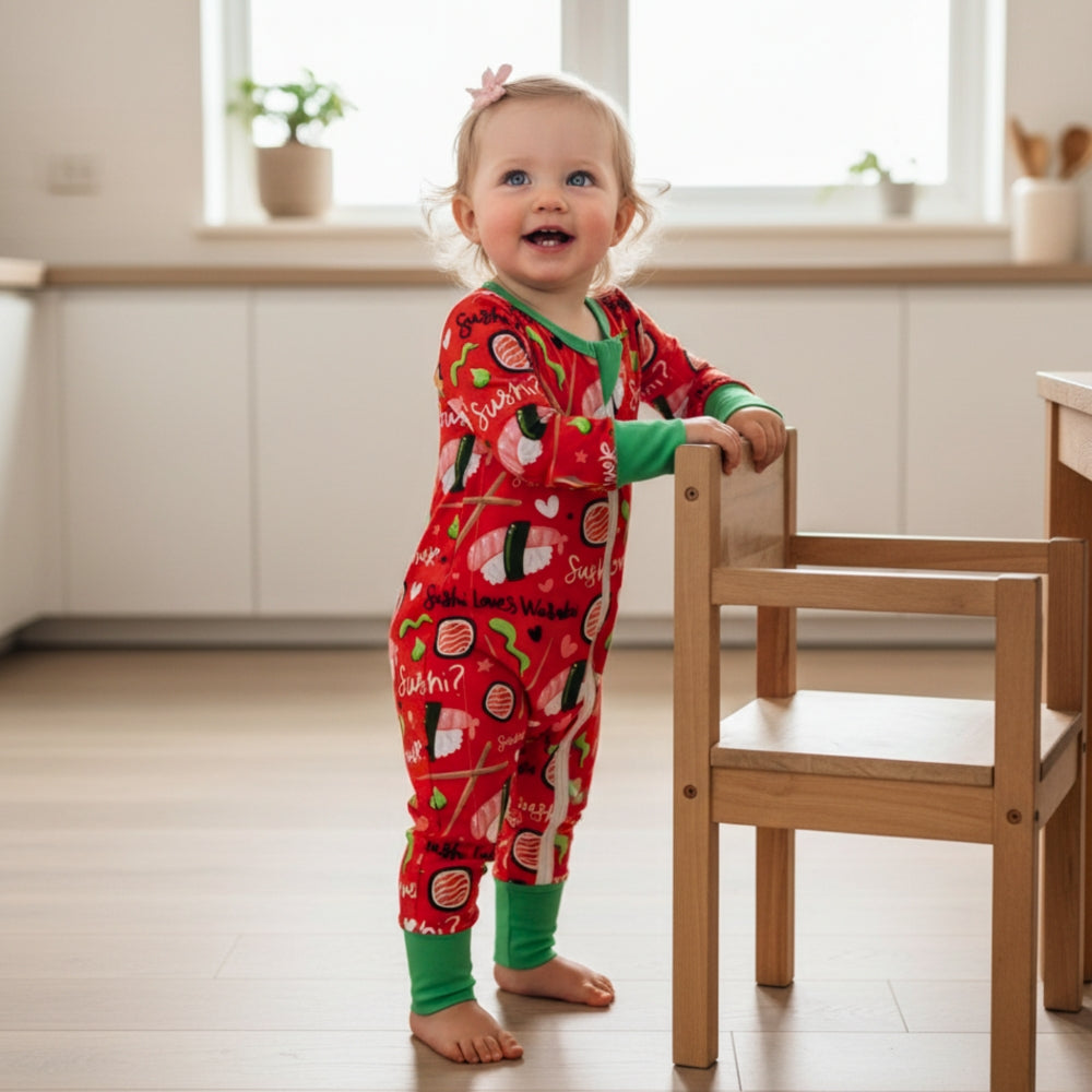 Playful Sushi Print Baby Sleep Romper - Beekee