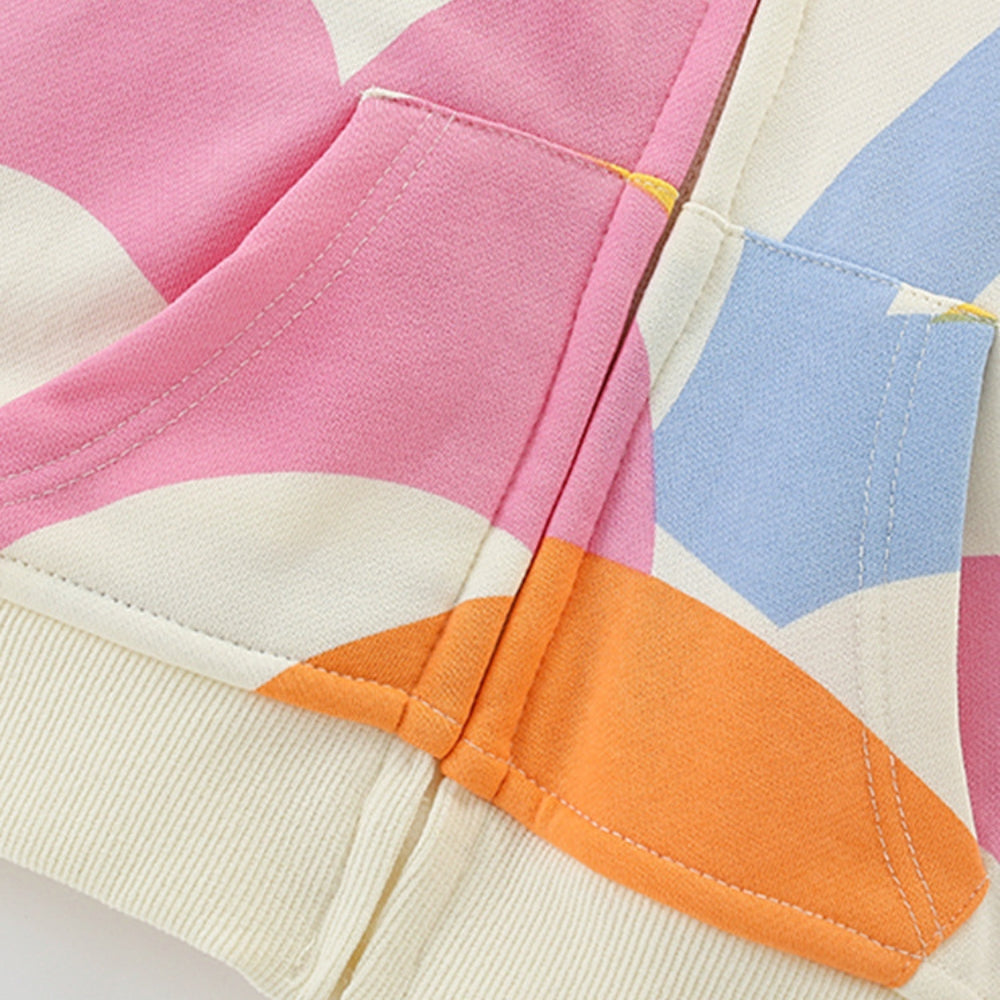 Playful Wave Print Zip-Up Hoodie - Beekee