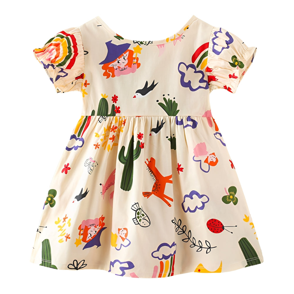 Pretty Puff Sleeve Girls Dress - Beekee