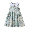 Pretty Watercolor Leaf Dress with Collar - Beekee