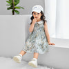 Pretty Watercolor Leaf Dress with Collar - Beekee