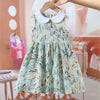 Pretty Watercolor Leaf Dress with Collar - Beekee