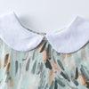 Pretty Watercolor Leaf Dress with Collar - Beekee