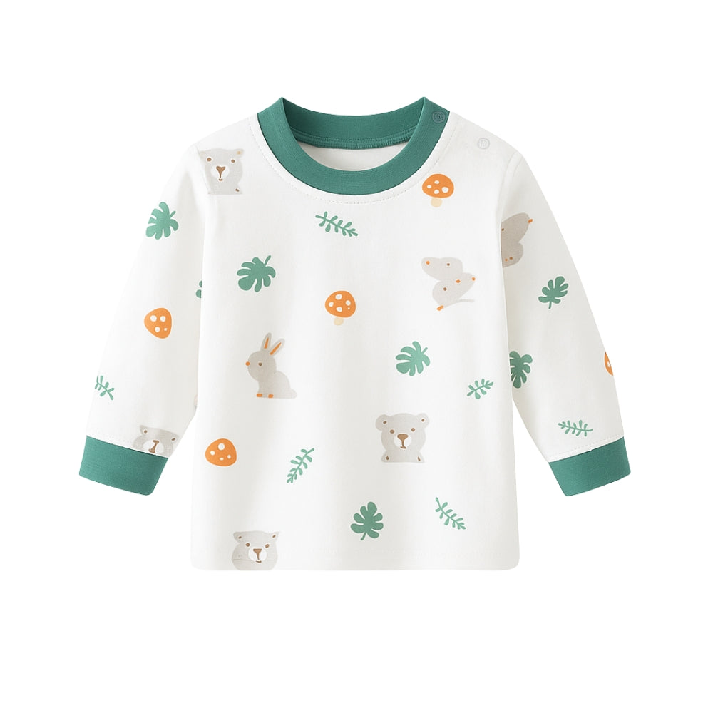 Printed Long Sleeve Kids Snap-Shoulder Shirt - Beekee