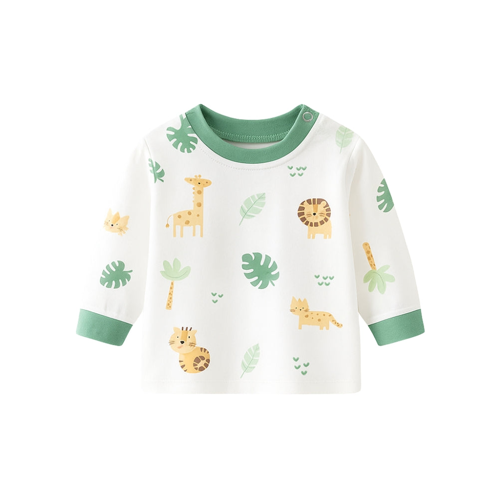 Printed Long Sleeve Kids Snap-Shoulder Shirt - Beekee
