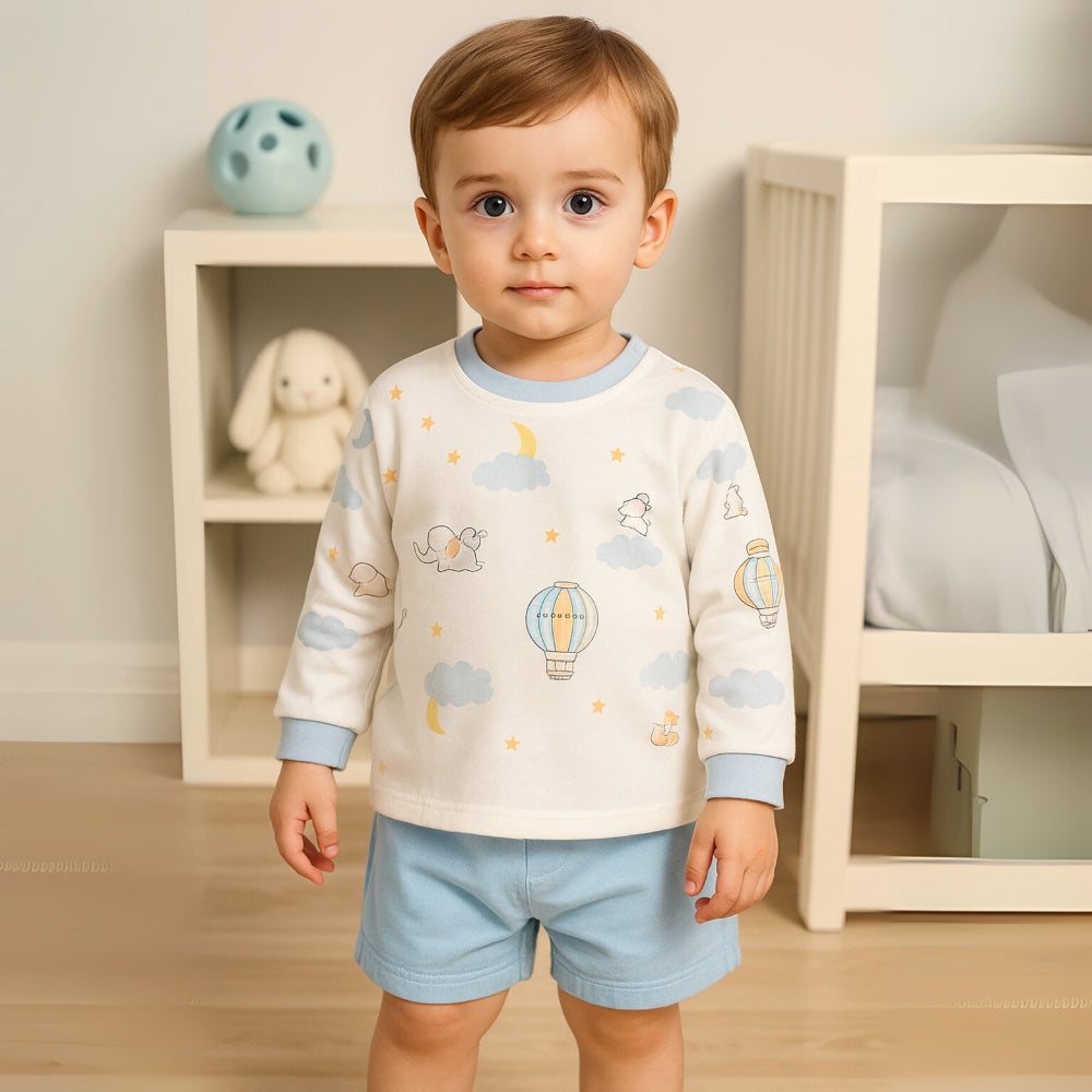 Printed Long Sleeve Kids Snap-Shoulder Shirt - Beekee