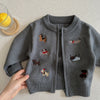 Puppy Embroidered Knit Cardigan - Beekee