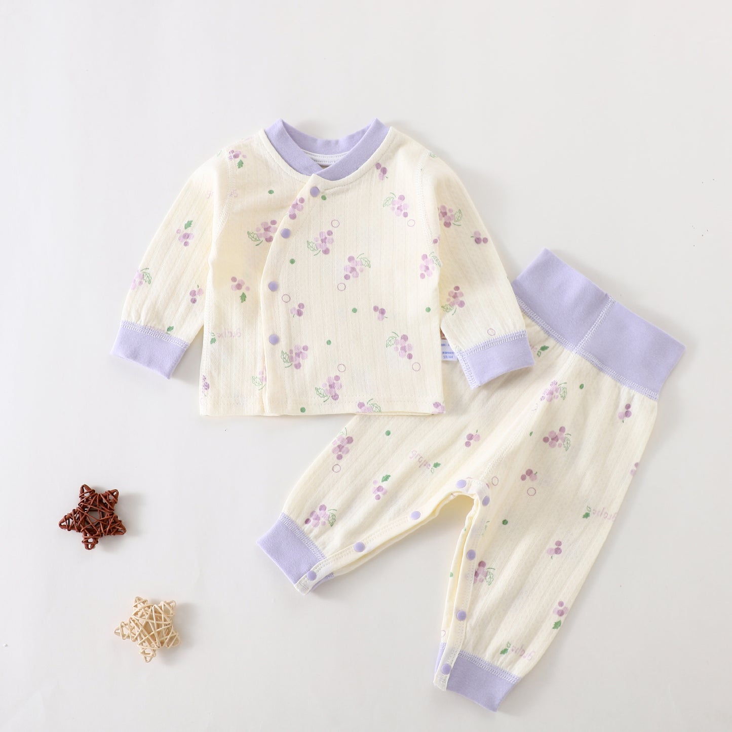 Baby Boy & Girl Cartoon Print Pajama Set – Soft Cotton & Polyester Long Sleeve Top with Pants – Comfortable Baby Sleepwear