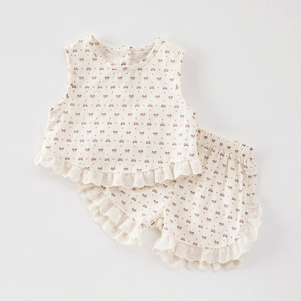 Ruffle Trim Sleeveless Top and Shorts Set - Beekee